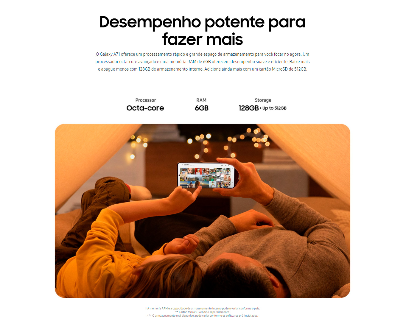 Smartphone Samsung Galaxy A71 128GB 6GB RAM Tela 6.7